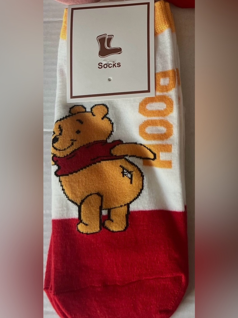 Fashion Bear Graphic Ankle Socks - White, Red, Yellow